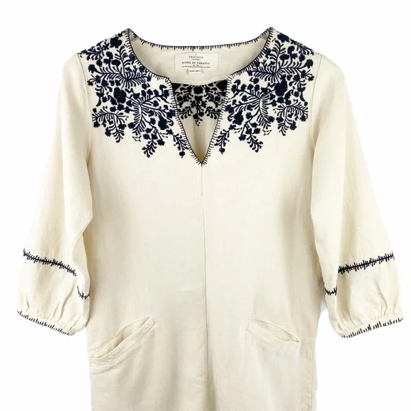 Anthropologie TROVATA Birds of Paradise Nina Linen Shift Dress XS - Picture 5 of 11